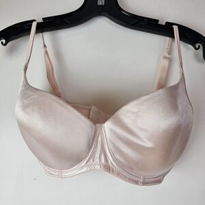 Victoria's Secret 34D Baby Pink Satin Push Up Bra Vintage Light Pink Padded‎